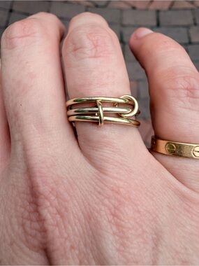 Elegant Gold Triple-Band Knot Ring - Gold
